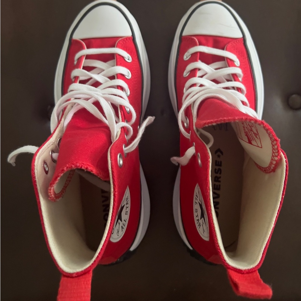 Red/White/Gum - Converse Unisex Run Star Hike Canvas High Top Platform Sneaker - Picture 4 of 6